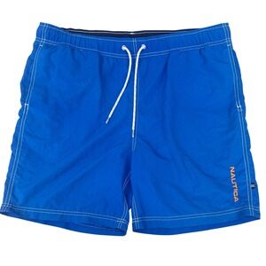 Nautica Swim Trunks Blue Embroidered Logo Mesh Lined Mens Medium